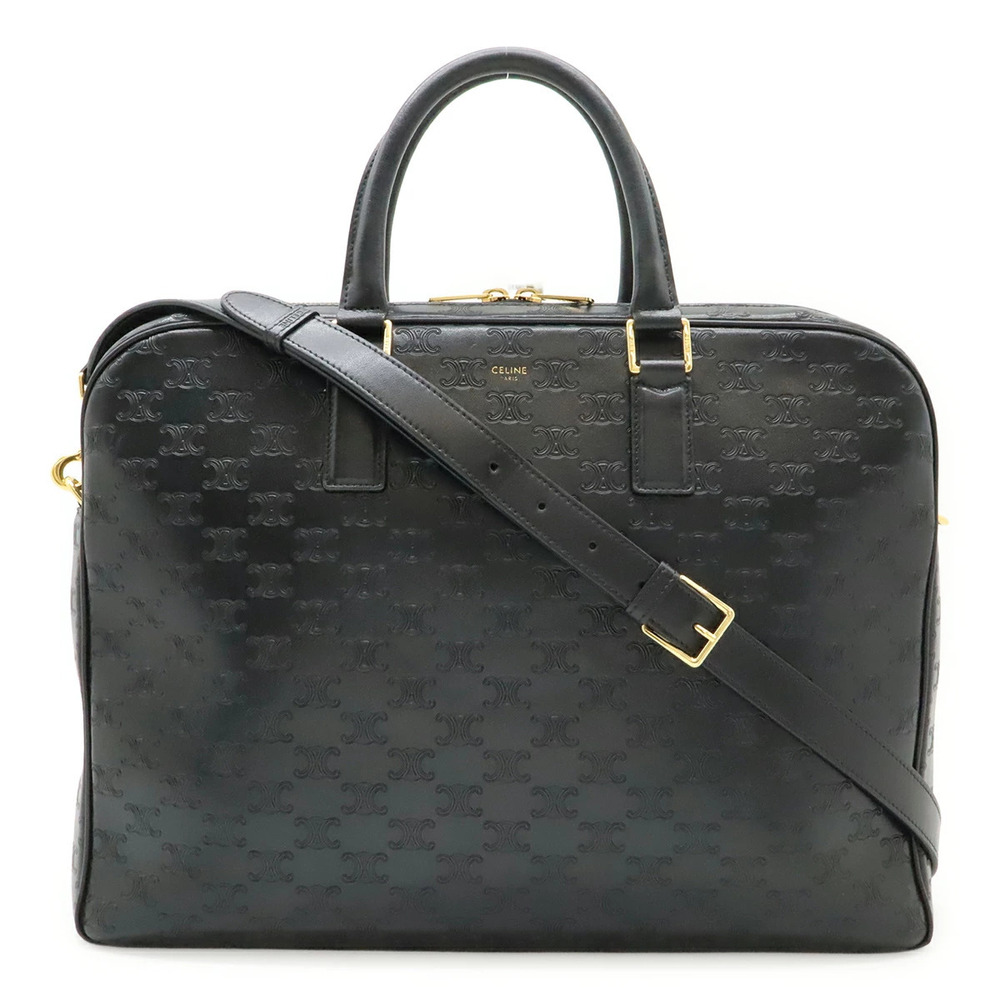 Celine Triomphe Briefcase Business Bag Shoulder Leather Black